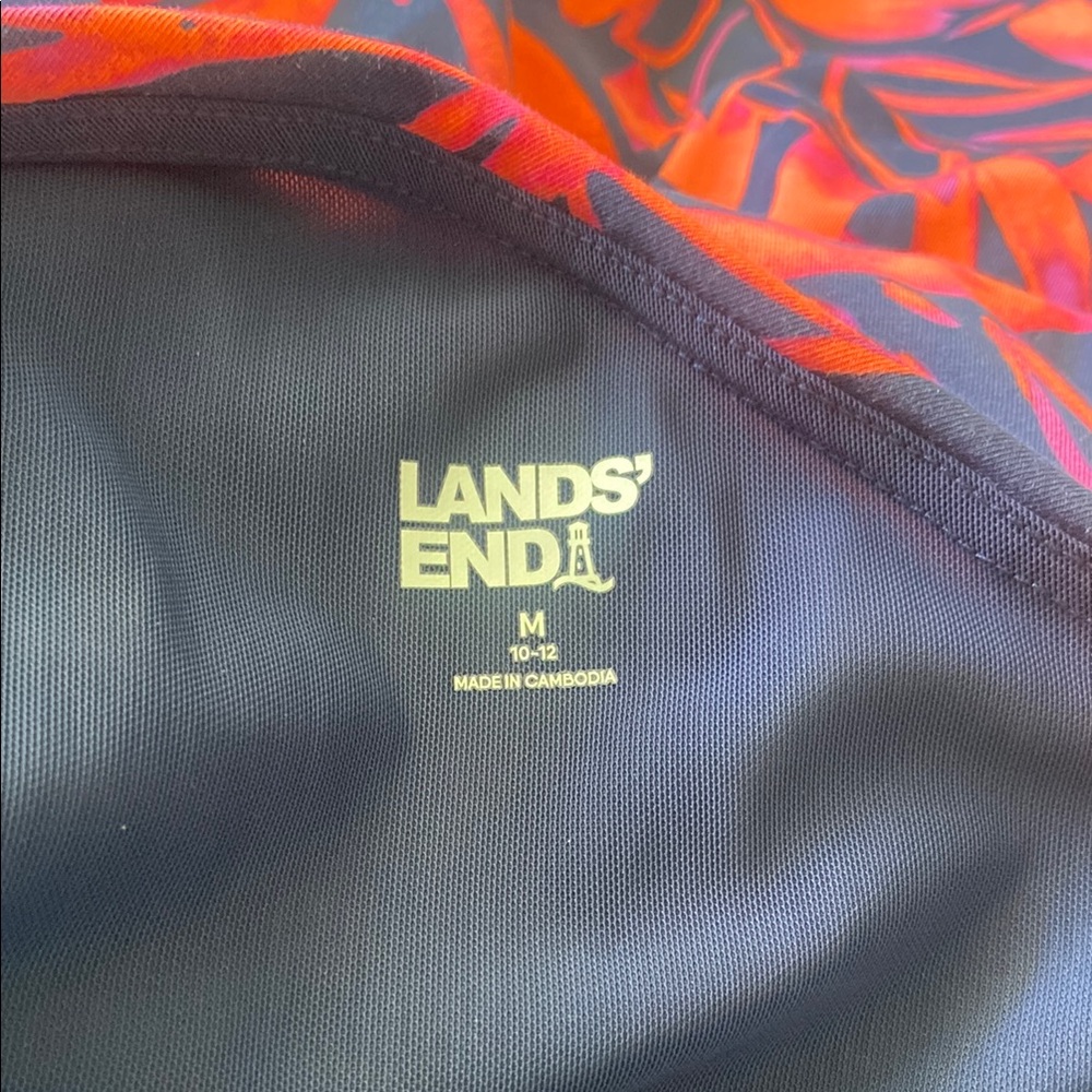 Lands' End one shoulder tropical floral print midi dress NWOT medium 10-12 - Picture 4 of 8